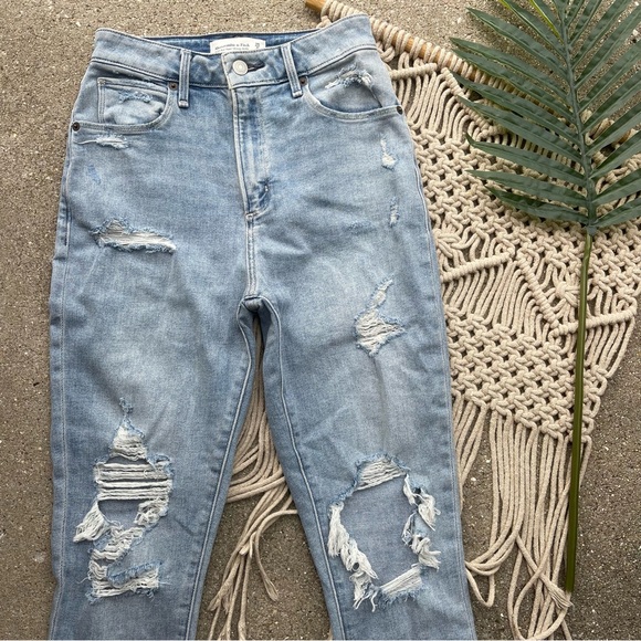 Abercrombie & Fitch Distressed Jeans Size 25 / 0 High Rise Super Skinny Ankle - Picture 3 of 8